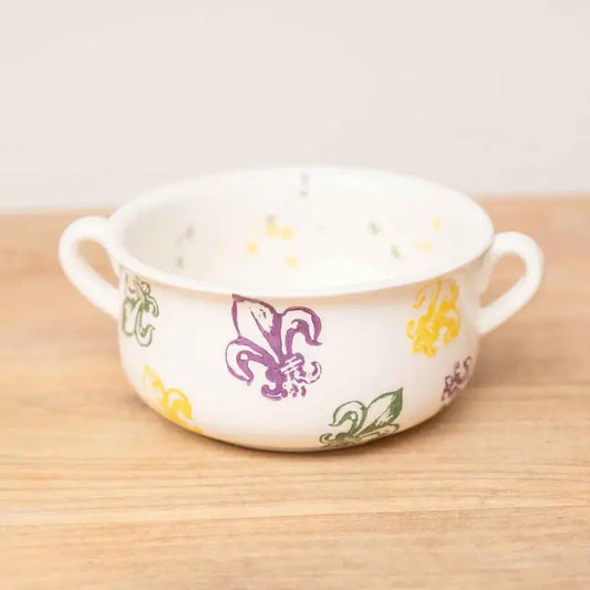 Watercolor Fleur Double Handle Bowl