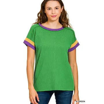 Mardi Gras Raised Rib Top