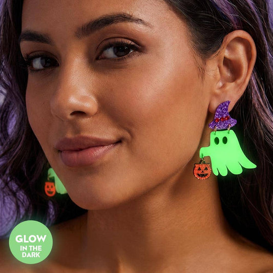 Glow In The Dark Ghost Dangle Earrings