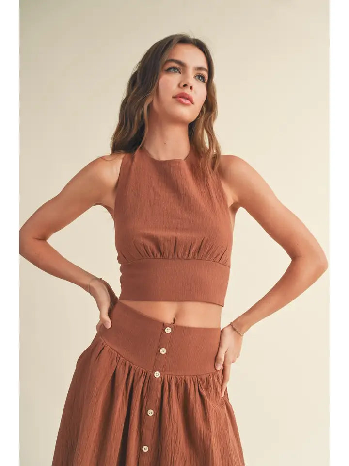 Toffee High Neck Halter