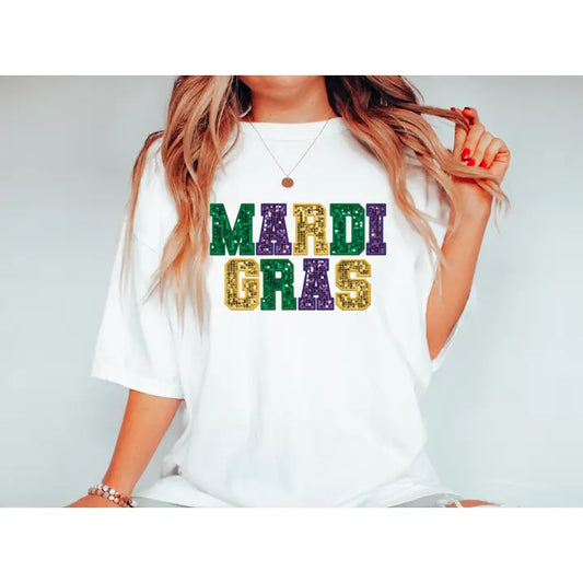 Faux Sequins Mardi Gras Tee