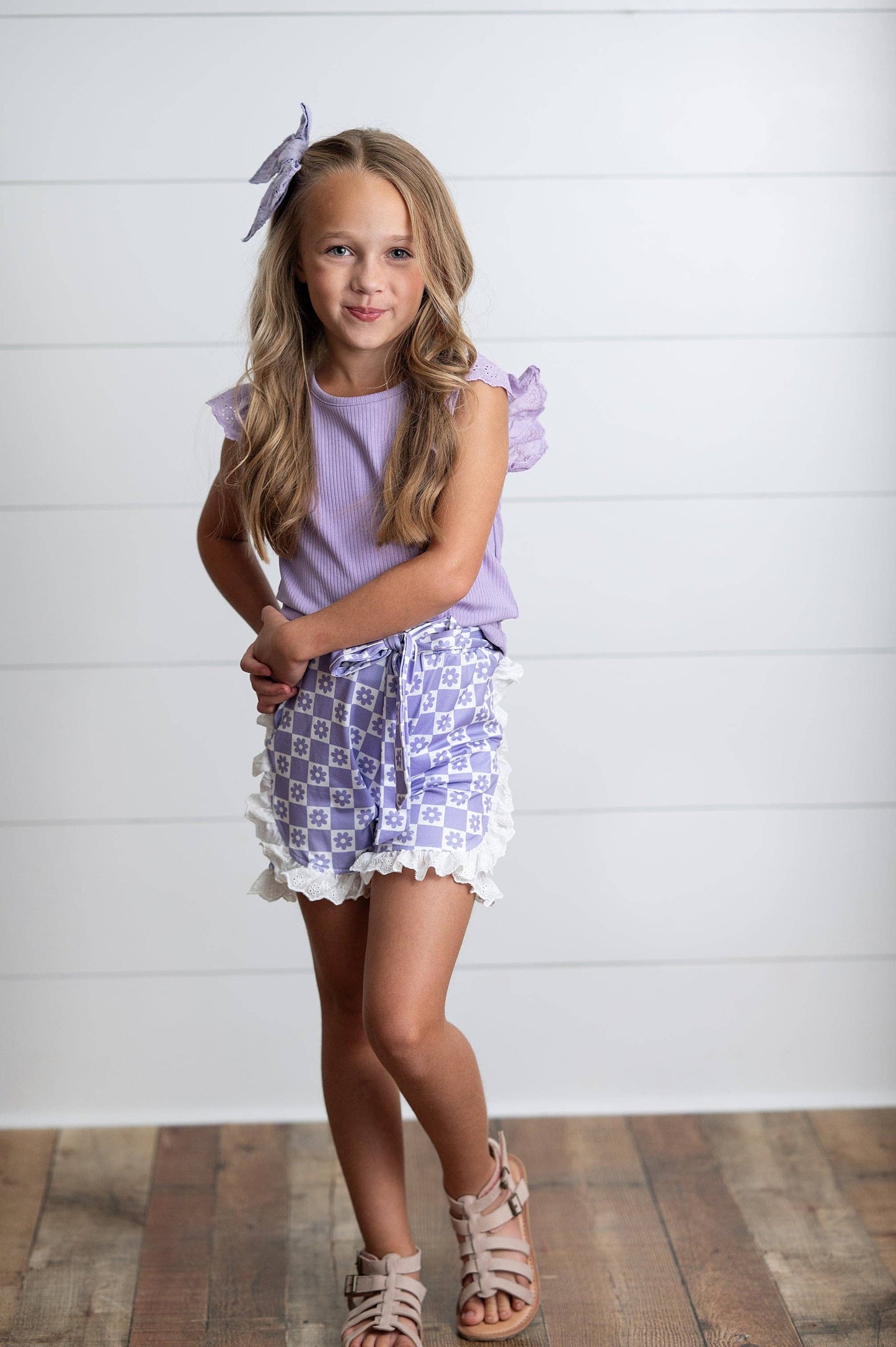 Lavender Lace Ruffle Summer Short Set