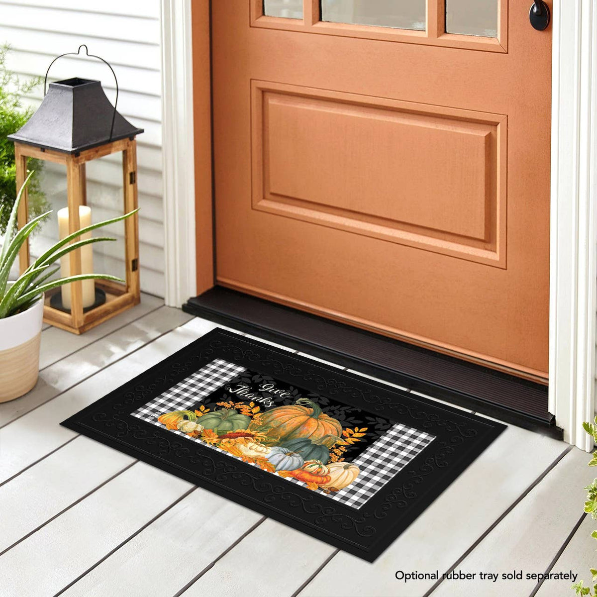 Checkered Give Thanks Mini Mat