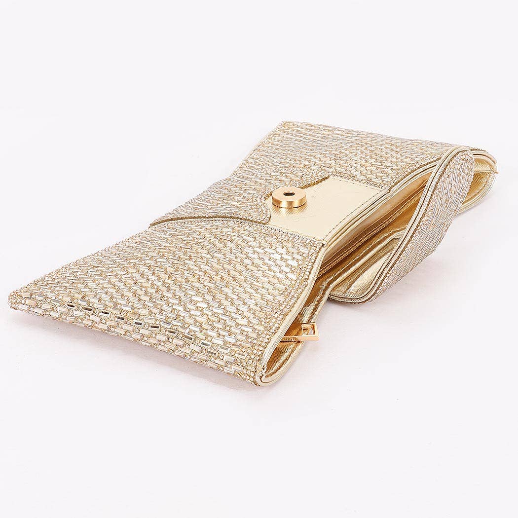 Rhinestone Bow Clutch -Black