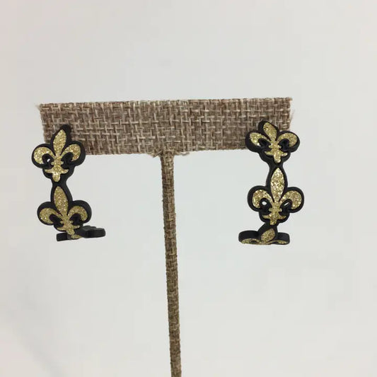 Black and Gold Fdl Hoop Earrings
