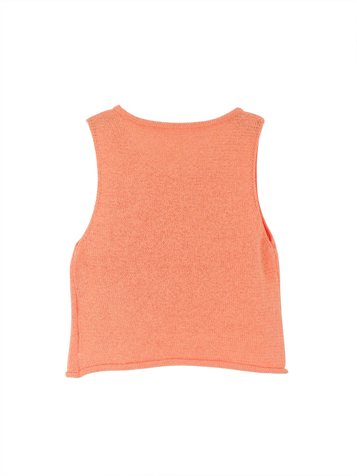 Knit crop top crew-neck tank top: Orange - The Season Boutique