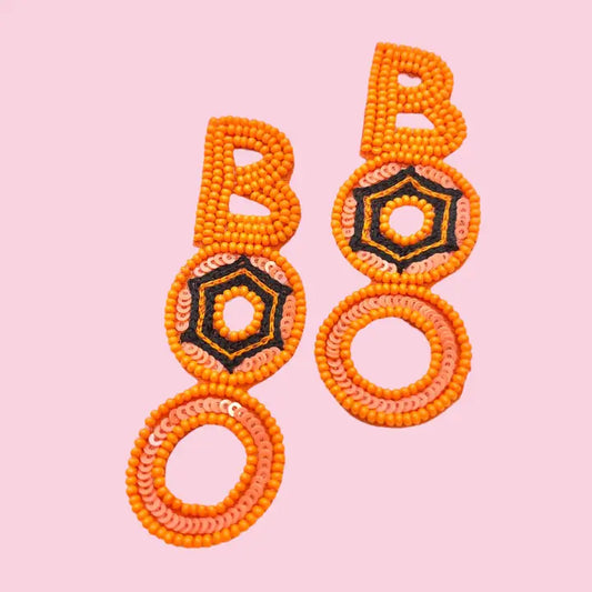 "Boo" Orange Beaded Earrings