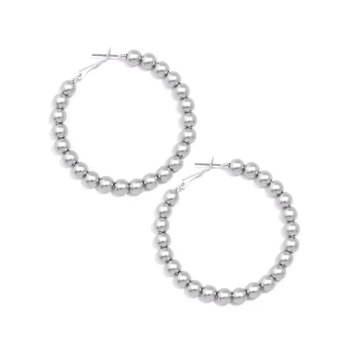 Matte Metal Beaded Hoop Earring