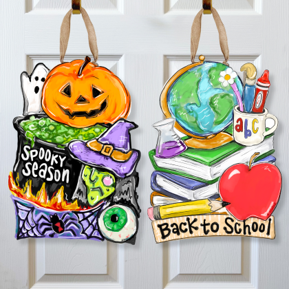 Reversible BTS & Spooky Season Door Hanger