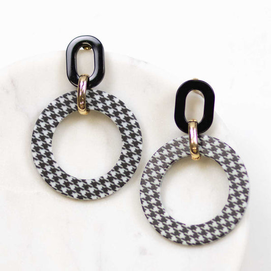 Houndstooth Acetate Earrings