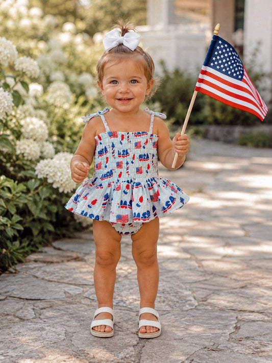 Baby Blue Fourth of July Ruffle Dress - The Season Boutique