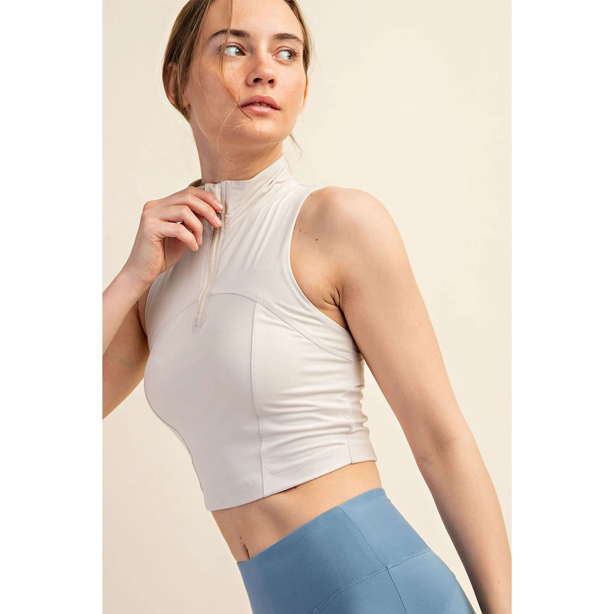 Butter Cropped Half Zip Top