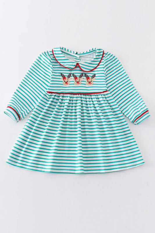 Green Stripe Deer Dress