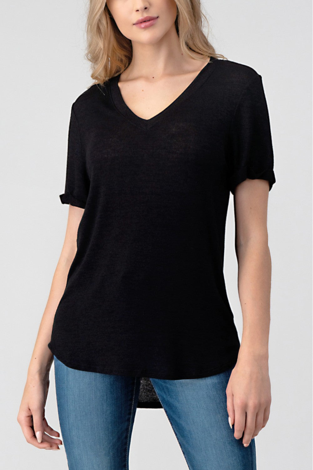 Lightweight Hacci V-neck Tee