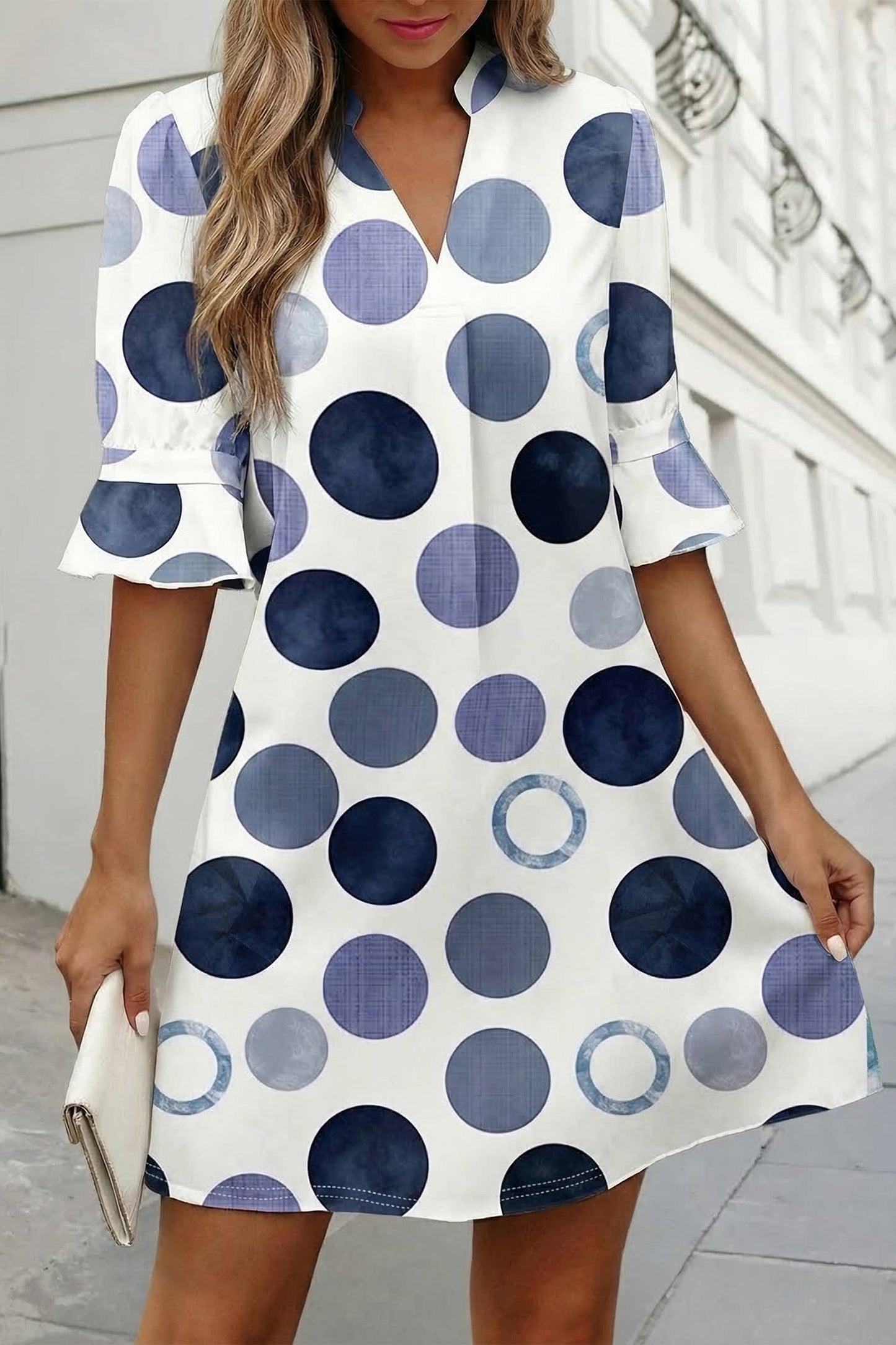 Polka Dot Flounced Dress