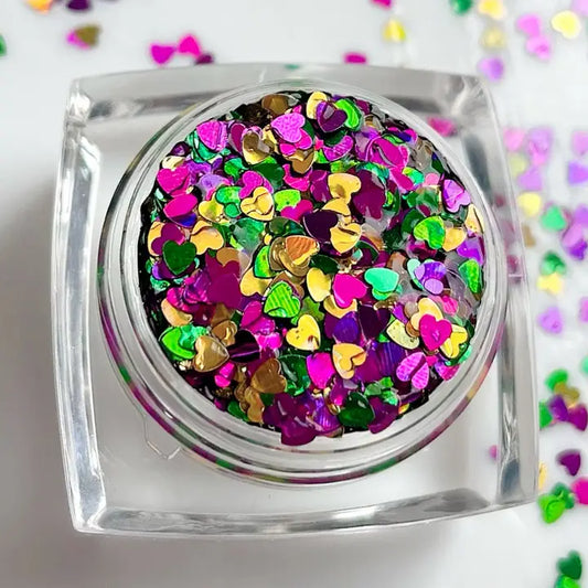 Mardi Gras Heart Face and Body Glitter