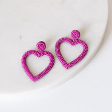 Cupid Beaded Earrings in Pink