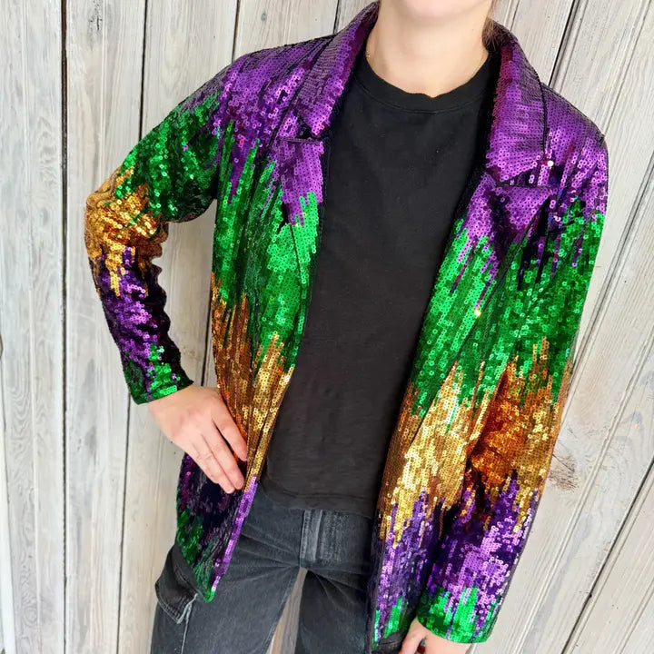 Mardi Gras Ombre Sequin Blazer