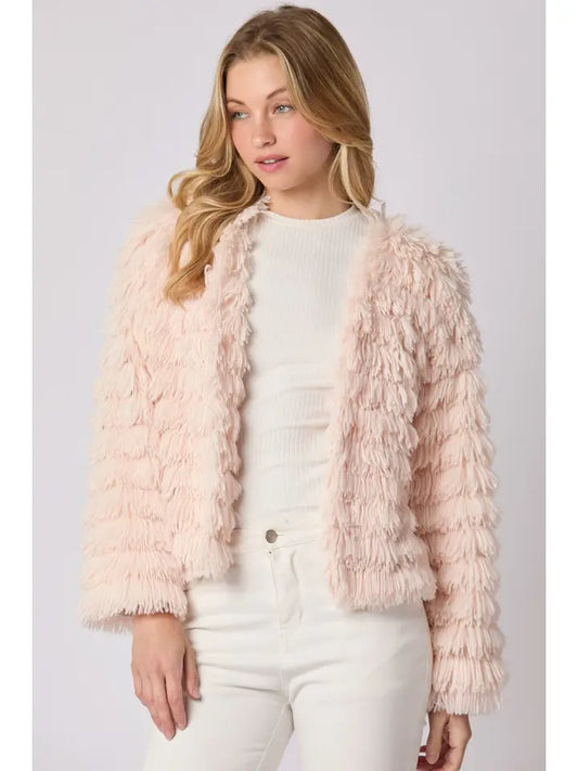 Open Long Sleeve Fur Jacket