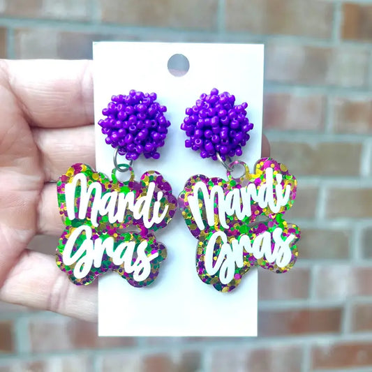 Mardi Gras - Beaded Stud - The Season Boutique