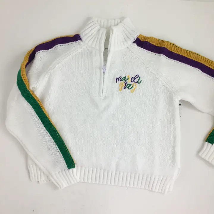 Mardi Gras Quarter Zip Sweater Kids - The Season Boutique