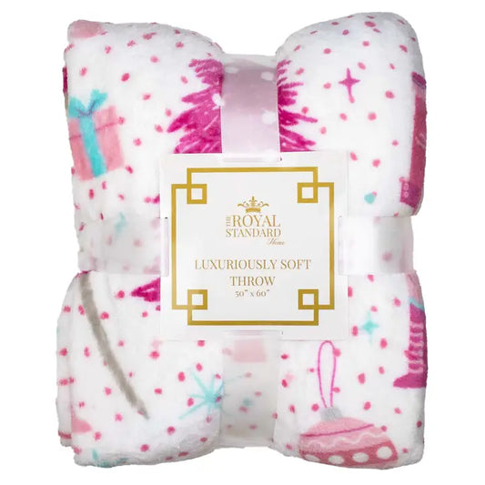 Nutcracker Dreams Throw White/Pink 50x60