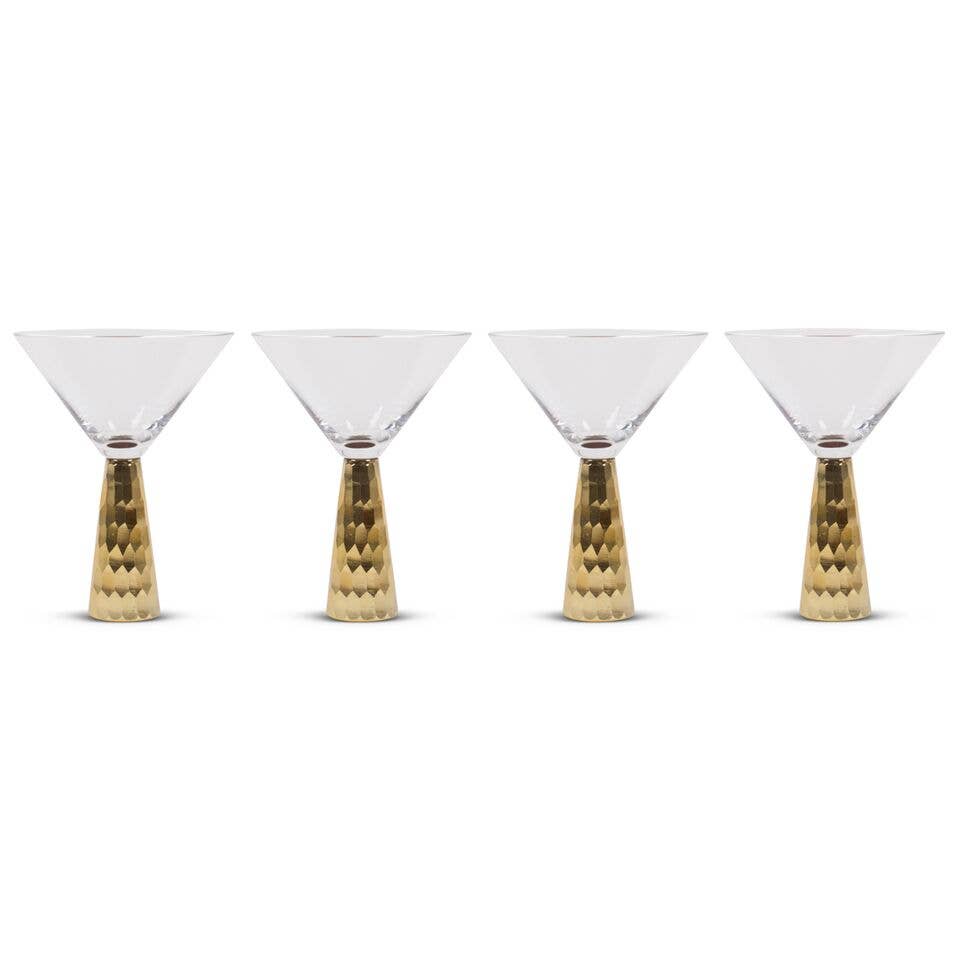 Martini Glass, Gold Hammered, 10 Oz - The Season Boutique