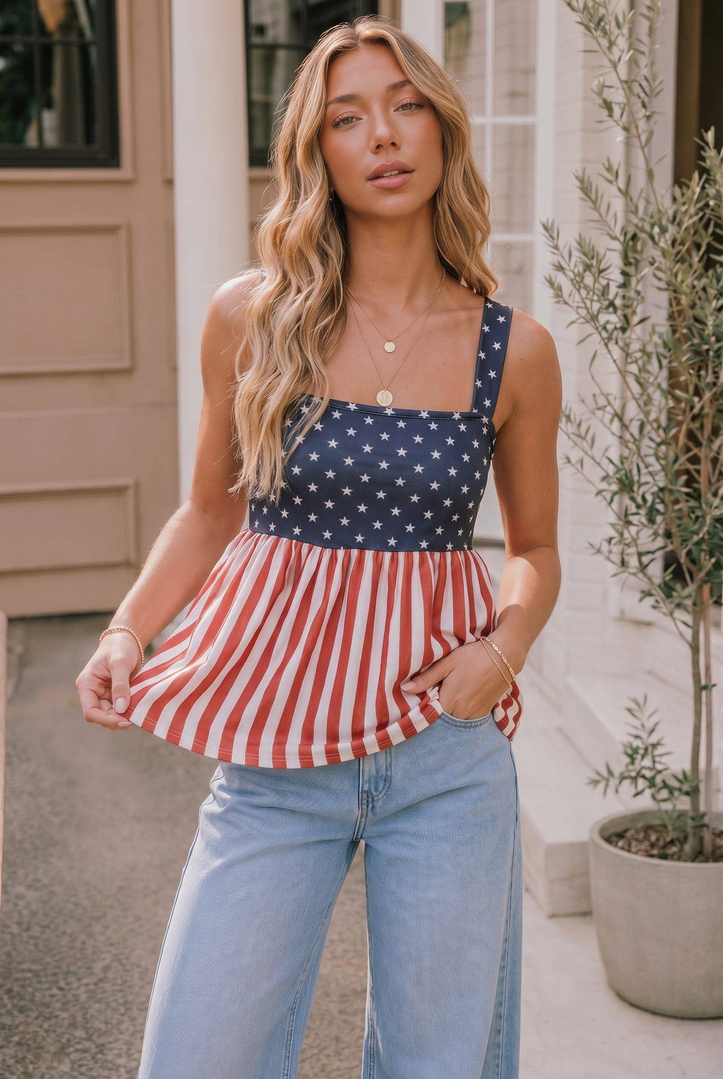American Flag Babydoll Tank