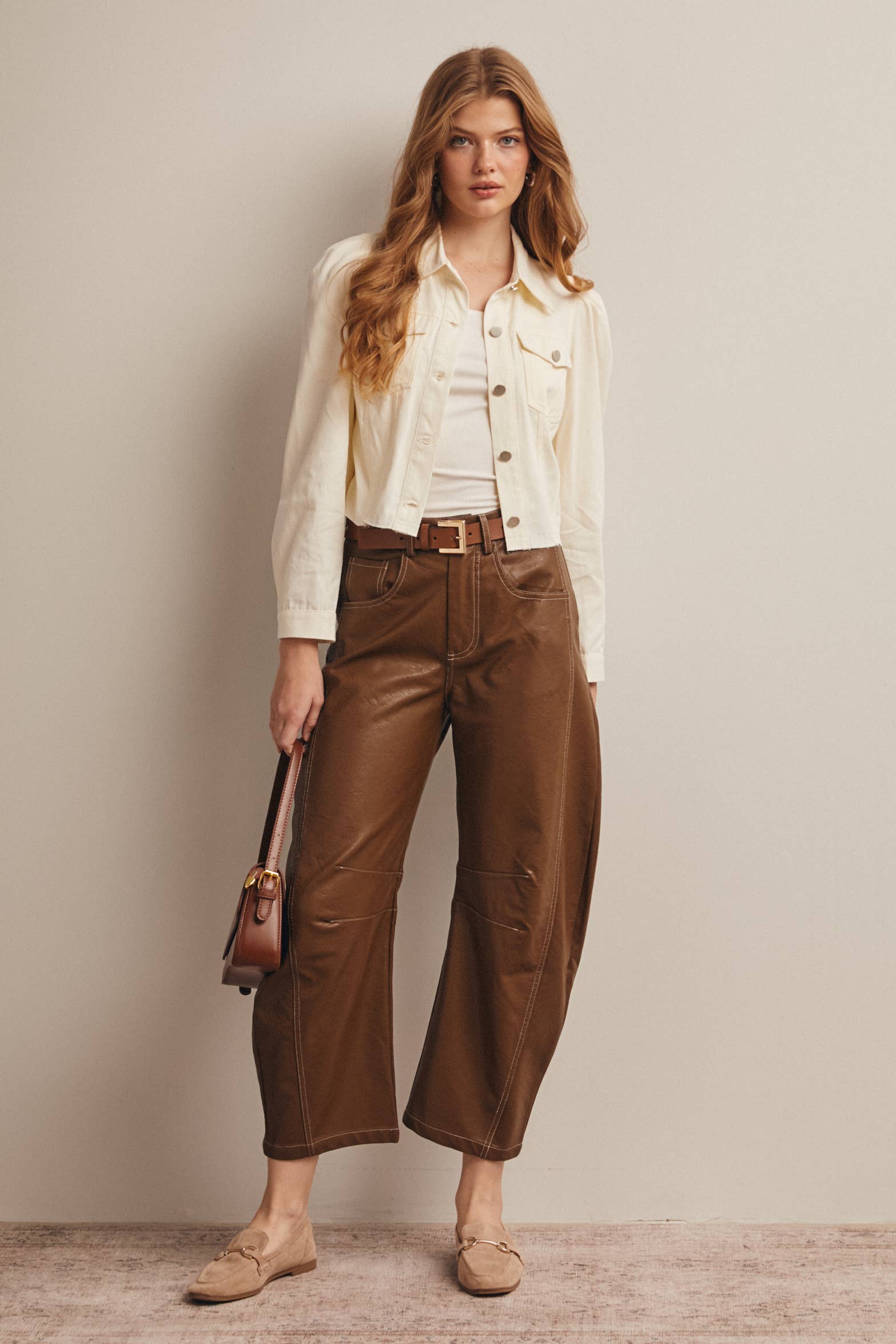 Lightweight Twill Puff-Sleeve Cropped Jacket - The Season Boutique