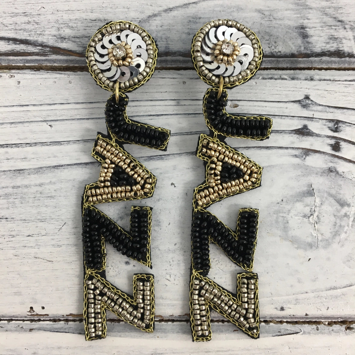 Black & Gold Jazz Beaded Earrings