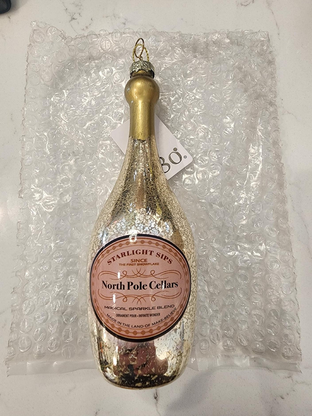 Champagne Bottle 4 Asst'd Glass Ornament