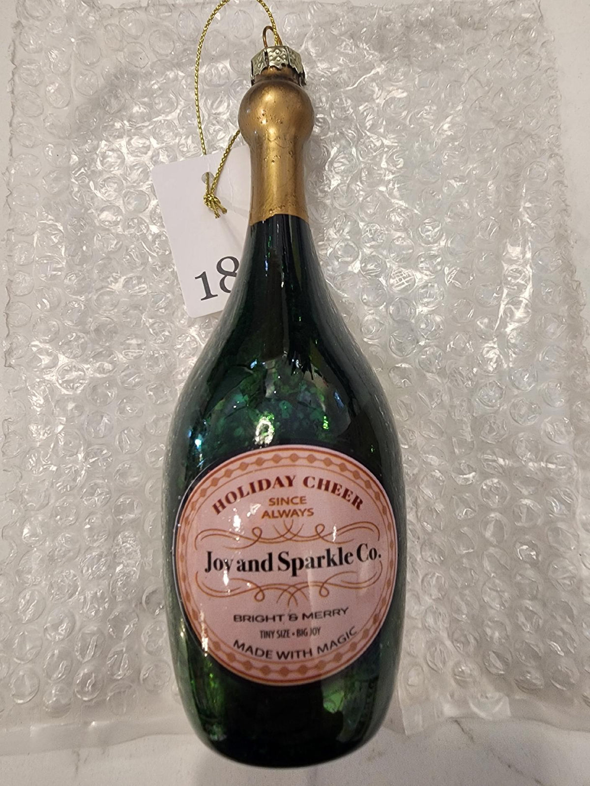 Champagne Bottle 4 Asst'd Glass Ornament