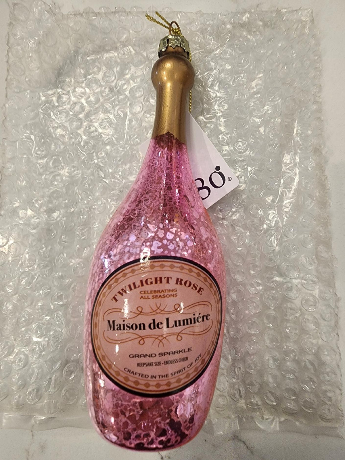 Champagne Bottle 4 Asst'd Glass Ornament
