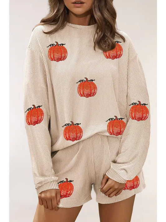 Sequin Pumpkin Patched Shorts