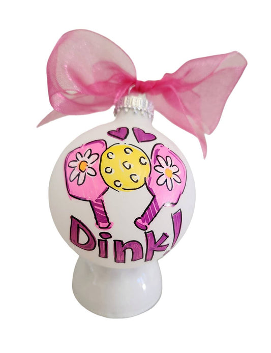 Pickle ball Hand Painted Glass Ball Ornament PINK: Basic box / Small - The Season Boutique