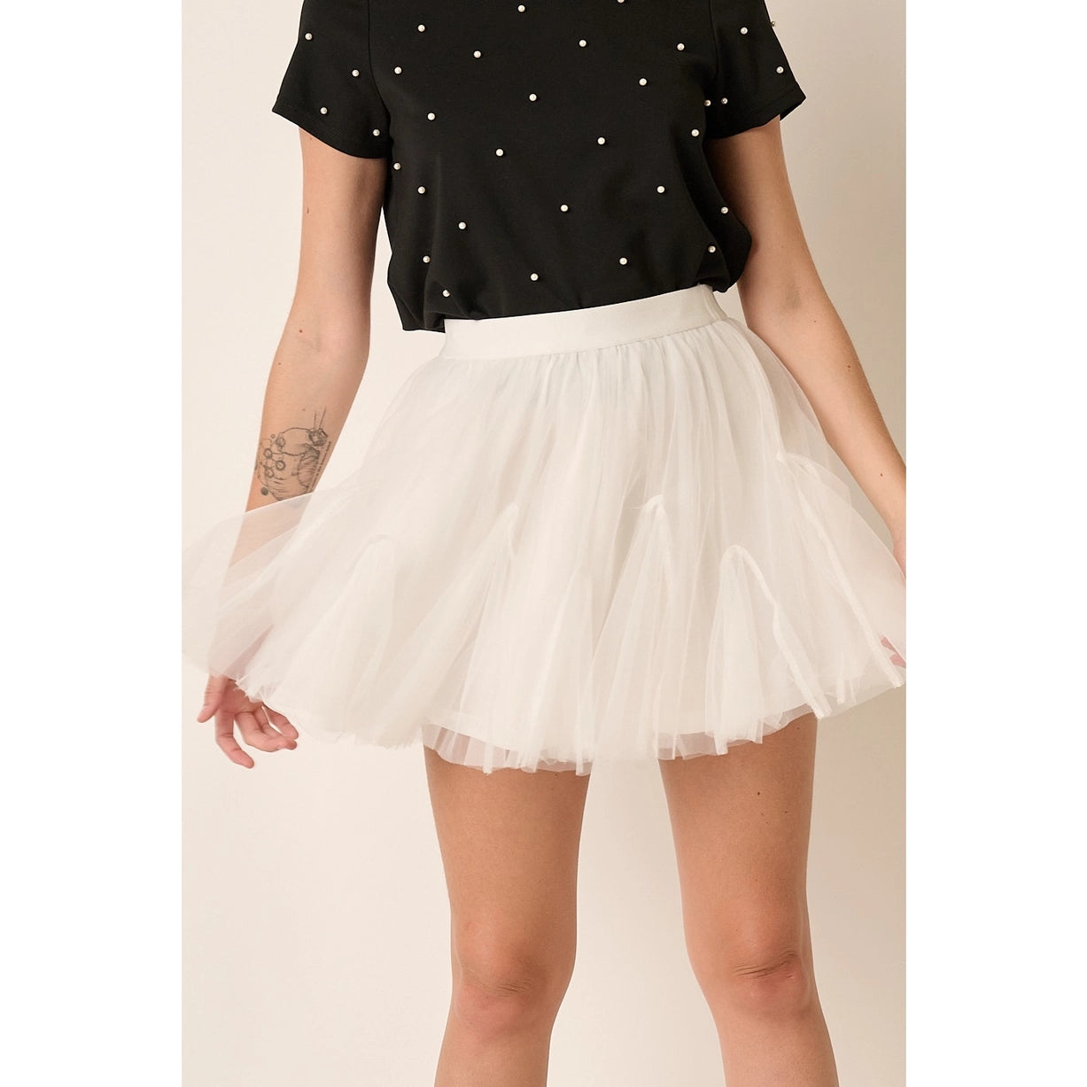 Tulle Godet Detail Mini Skirt