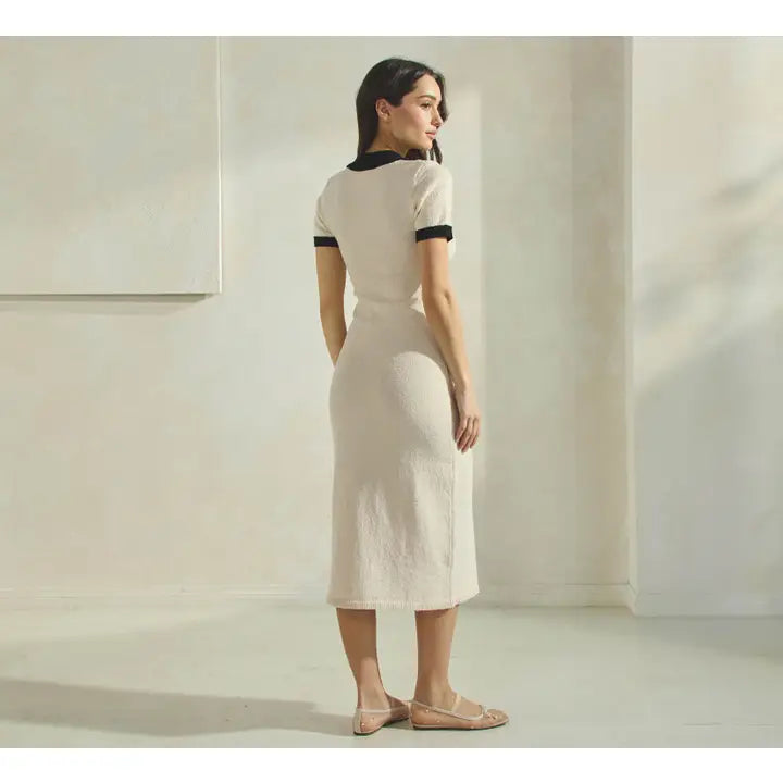 Contrast Trim Sweater Dress