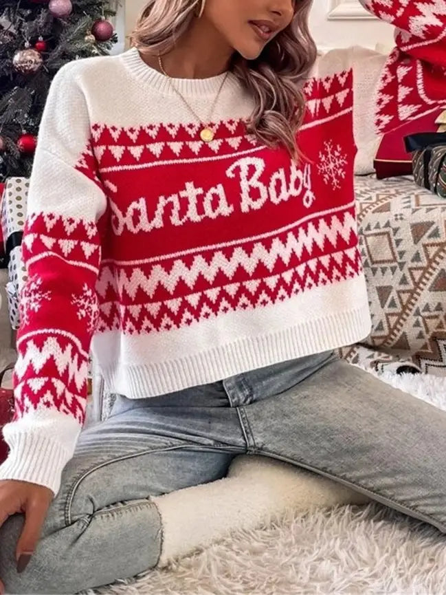Santa Baby Christmas Knit Pullover Sweater