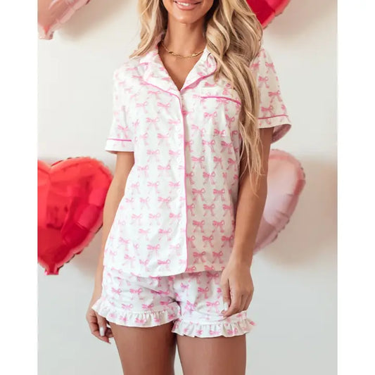 Bowknot Short Sleeve & Shorts Pajama