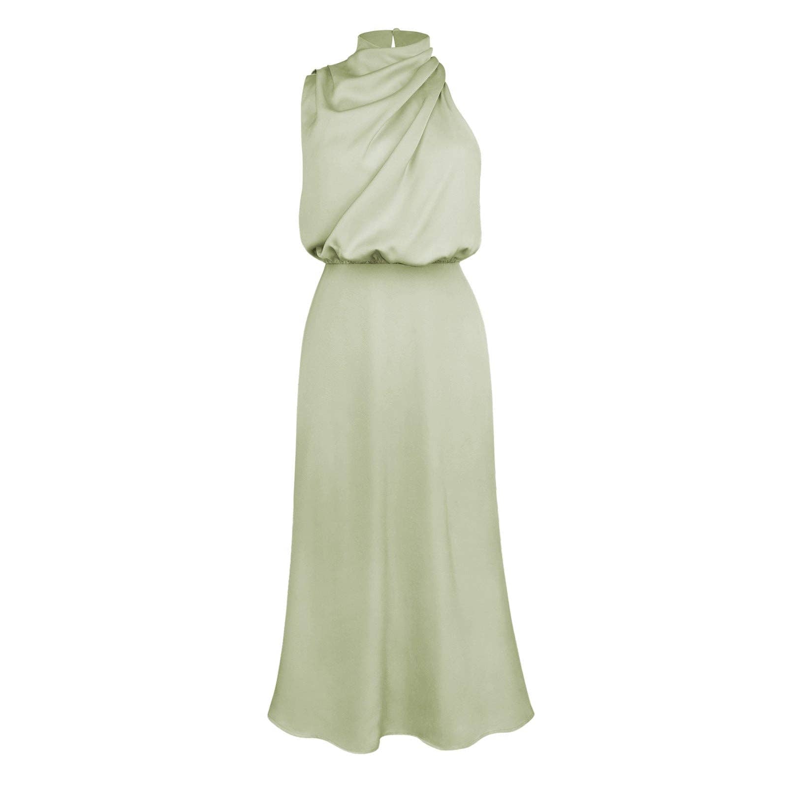 Elegant Sleeveless Satin Midi Dress - The Season Boutique