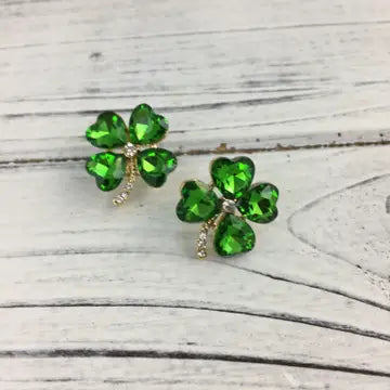 Four Leaf Clover Stone Post Earrings - The Season Boutique