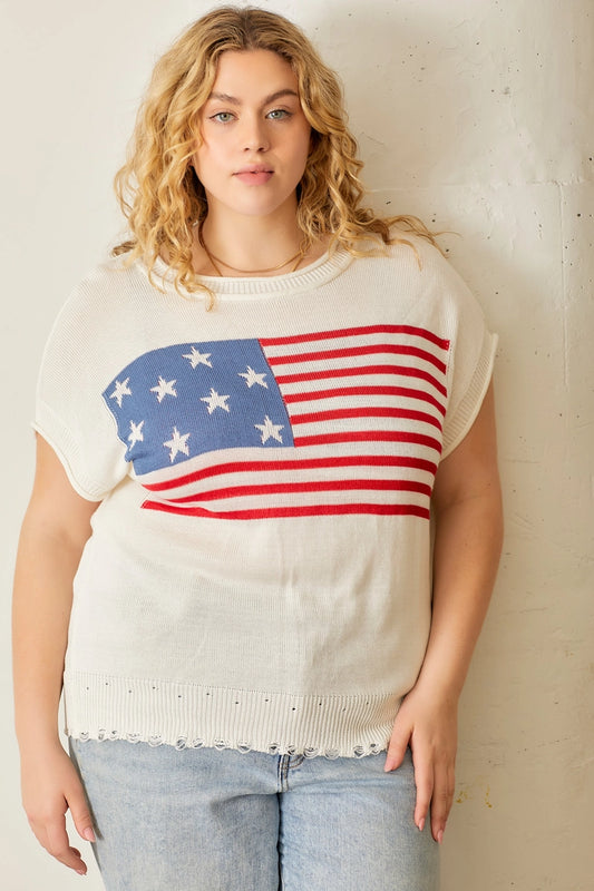 American Flag Sweater Top