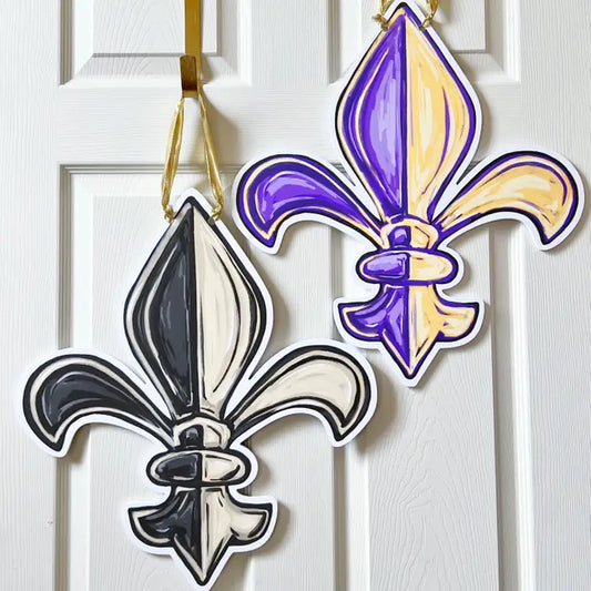 Reversible Lsu & Saints Fleur De Lis Door Hanger