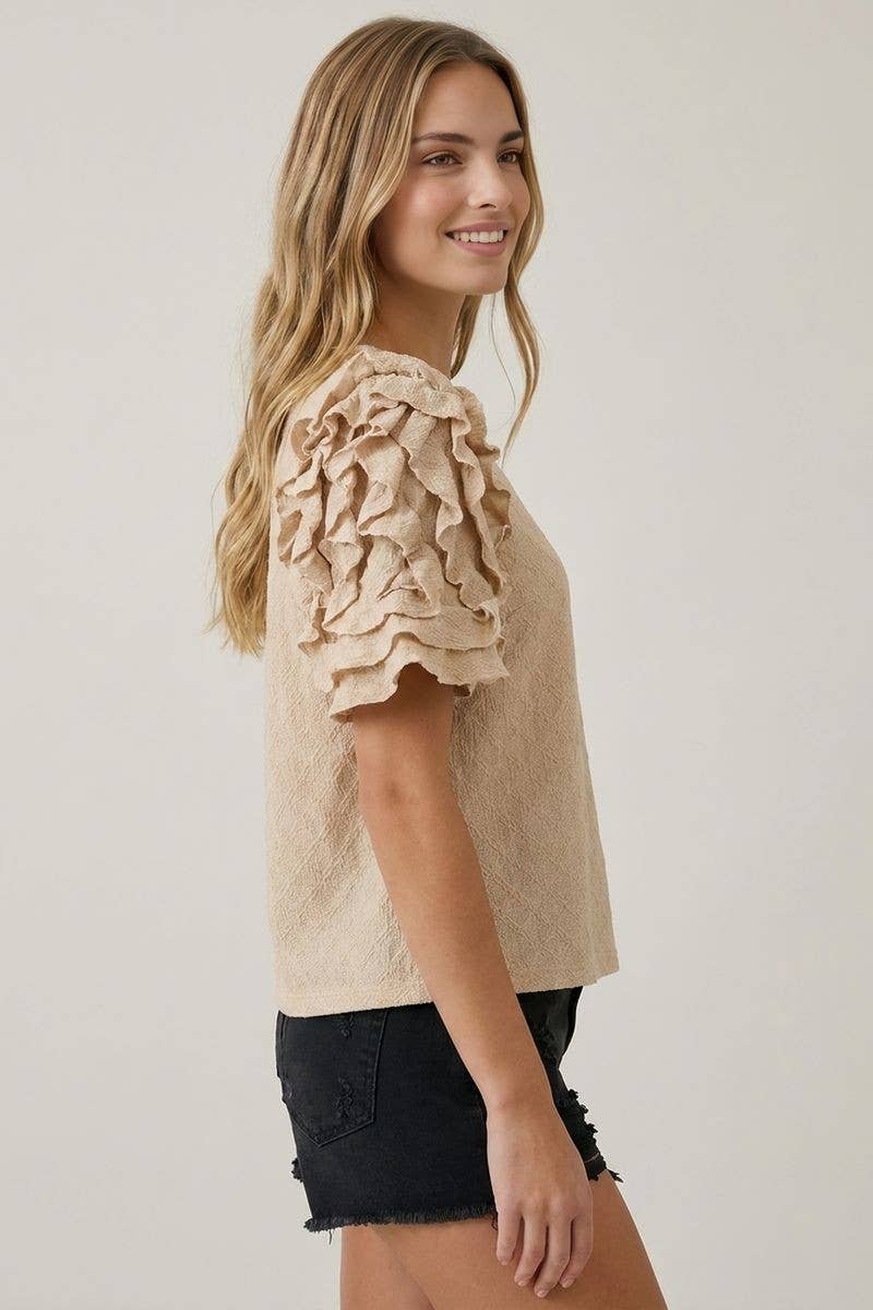 DIAMONT TEXTURED RUFFLE SLEEVE