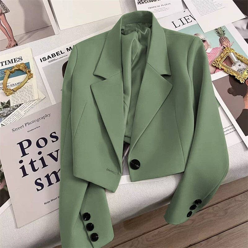 Loose Fit Solid Color Short Suit Jacket - The Season Boutique