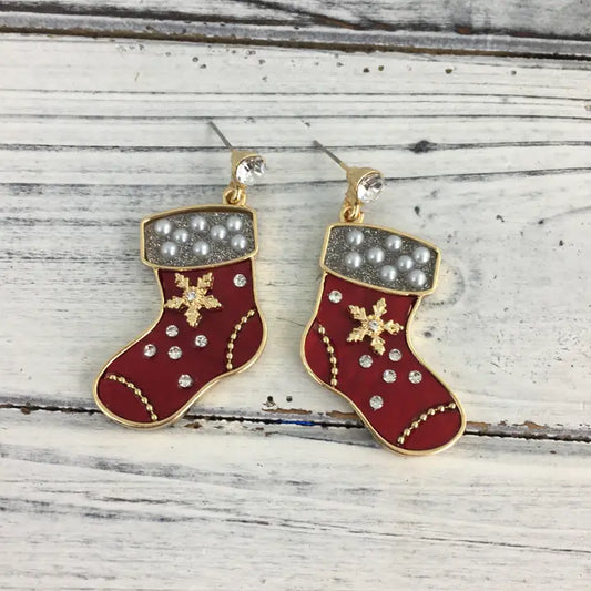 Xmas Metal Stocking Earrings