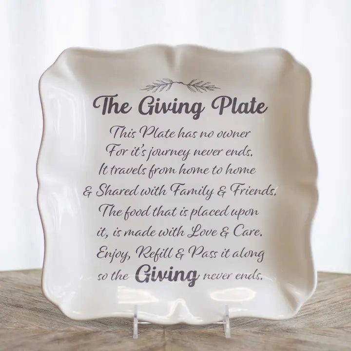 Giving Plate Square Platter White/Gray 11.5x11.5