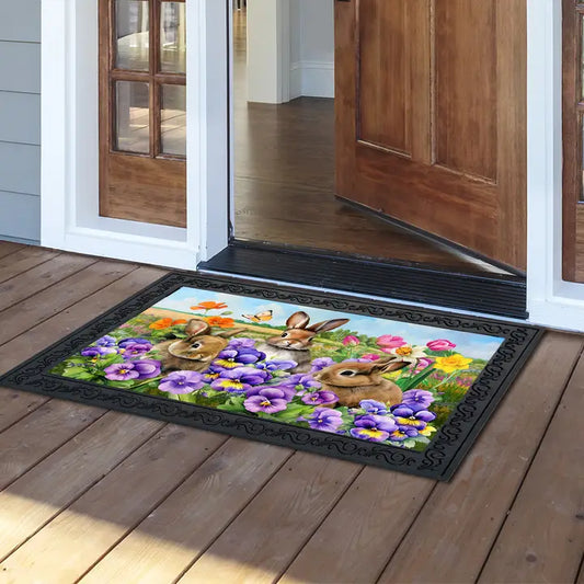 Spring Bunny Trio Doormat