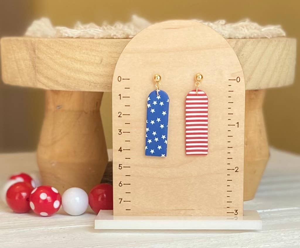 Red, White & Blue Clay Earrings: Star Trio
