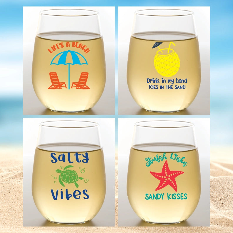 Life's A Beach Wine Glasses